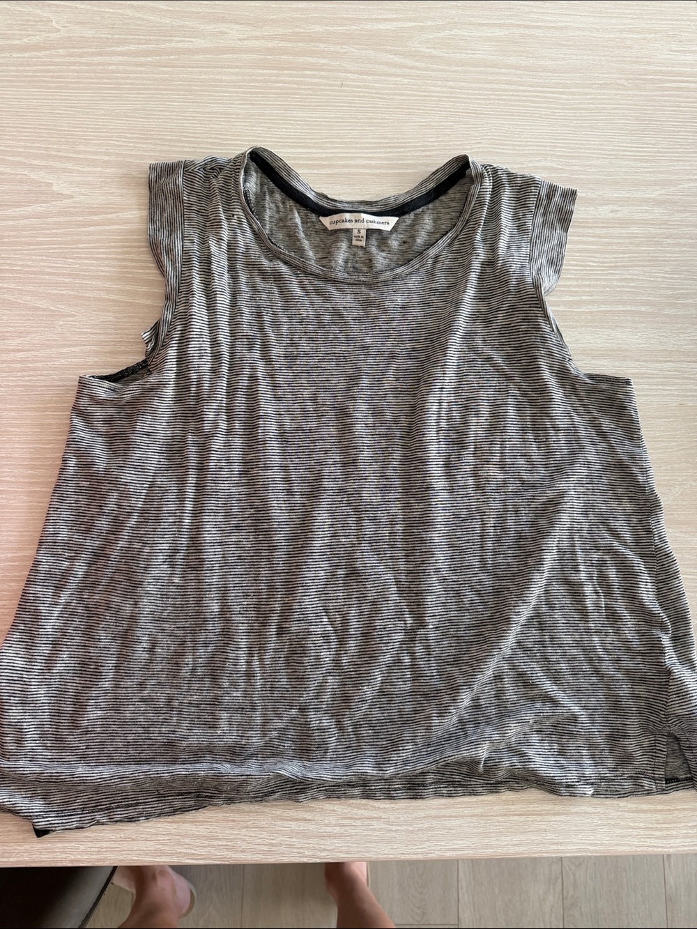 cupcakes & cashmere Gray Striped Sleeveless Tank Top